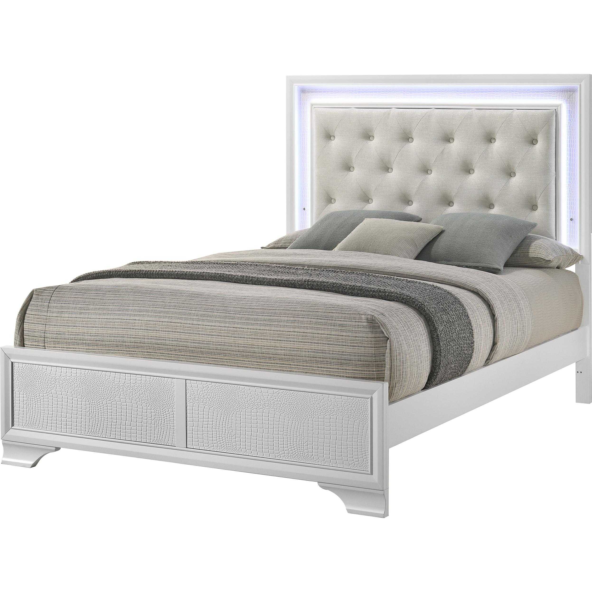 Crown Mark Lyssa B4312-Q Queen Bed with LED - Oat/Frost IMAGE 1
